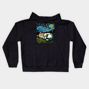 Van Gogh - Starry Night Cat - Cat Lover Kids Hoodie